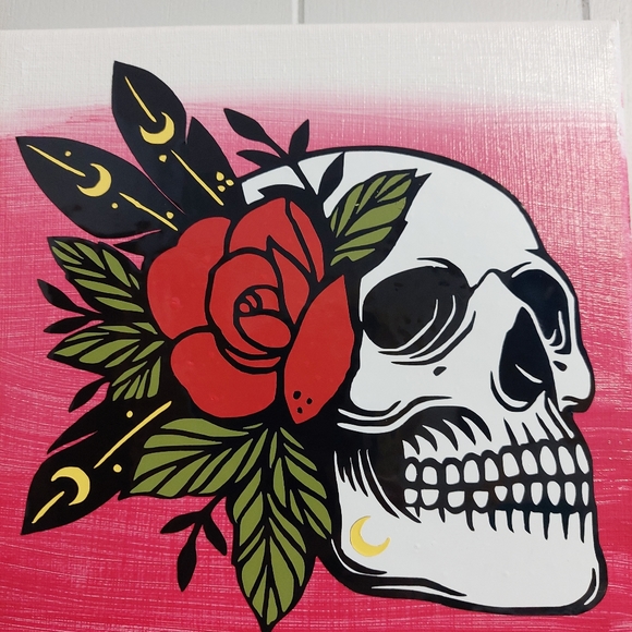 Skull and rose vinyl on canvas - Picture 4 of 4